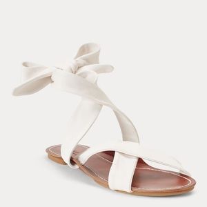 Polo Ralph Lauren® Leather Tie Sandal - White - 7.5